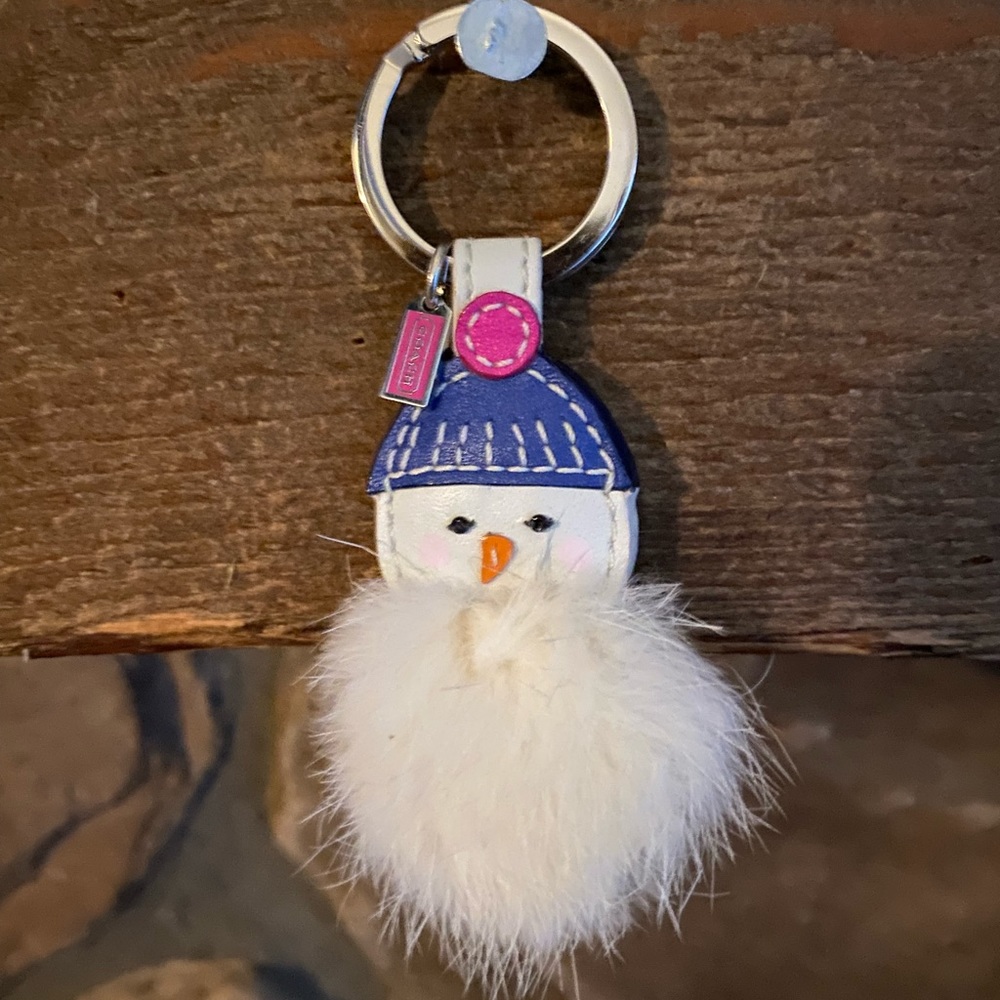 Coach Mink Snowman Key Ring Fob Purse Charm Brand New